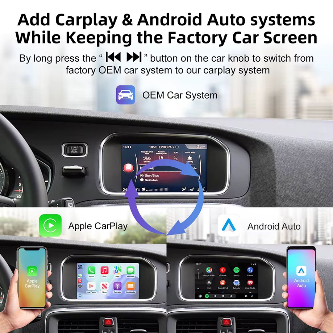 For Volvo Wireless Apple CarPlay Retrofit 2015-2020 Android Auto 7inch Original Screen