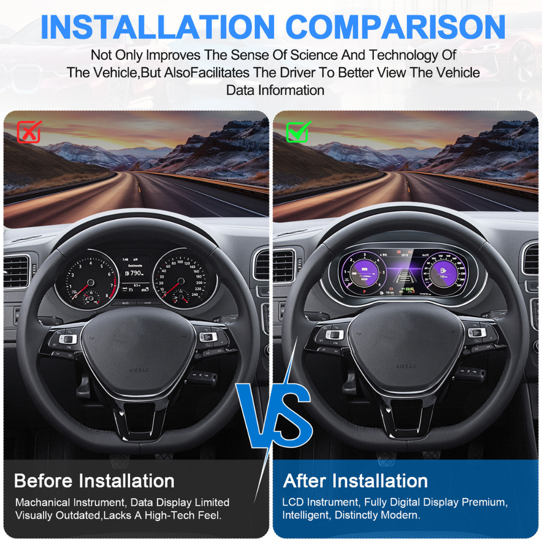 Volkswagen Polo 2009-2016 Digital Instrument Cluster – Linux System LCD Dashboard - Pluscenter