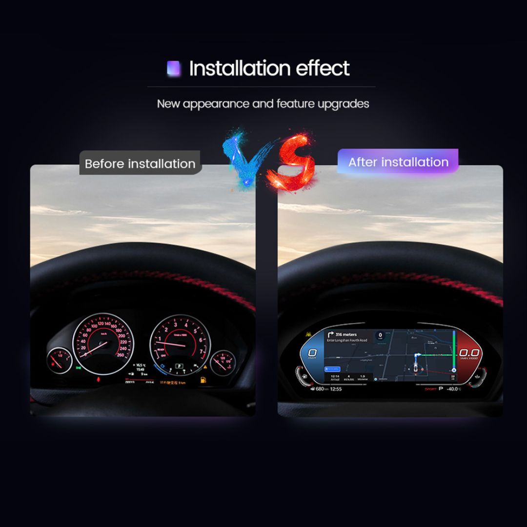 BMW 3 & 4 Series F30–F82 12.3″ Digital Instrument Cluster – LCD Dashboard with CarPlay