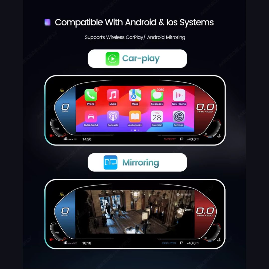 BMW 5 / 6 / 7 Series & X Series F-Chassis 12.3″ Digital Instrument Cluster – LCD Dashboard with CarPlay