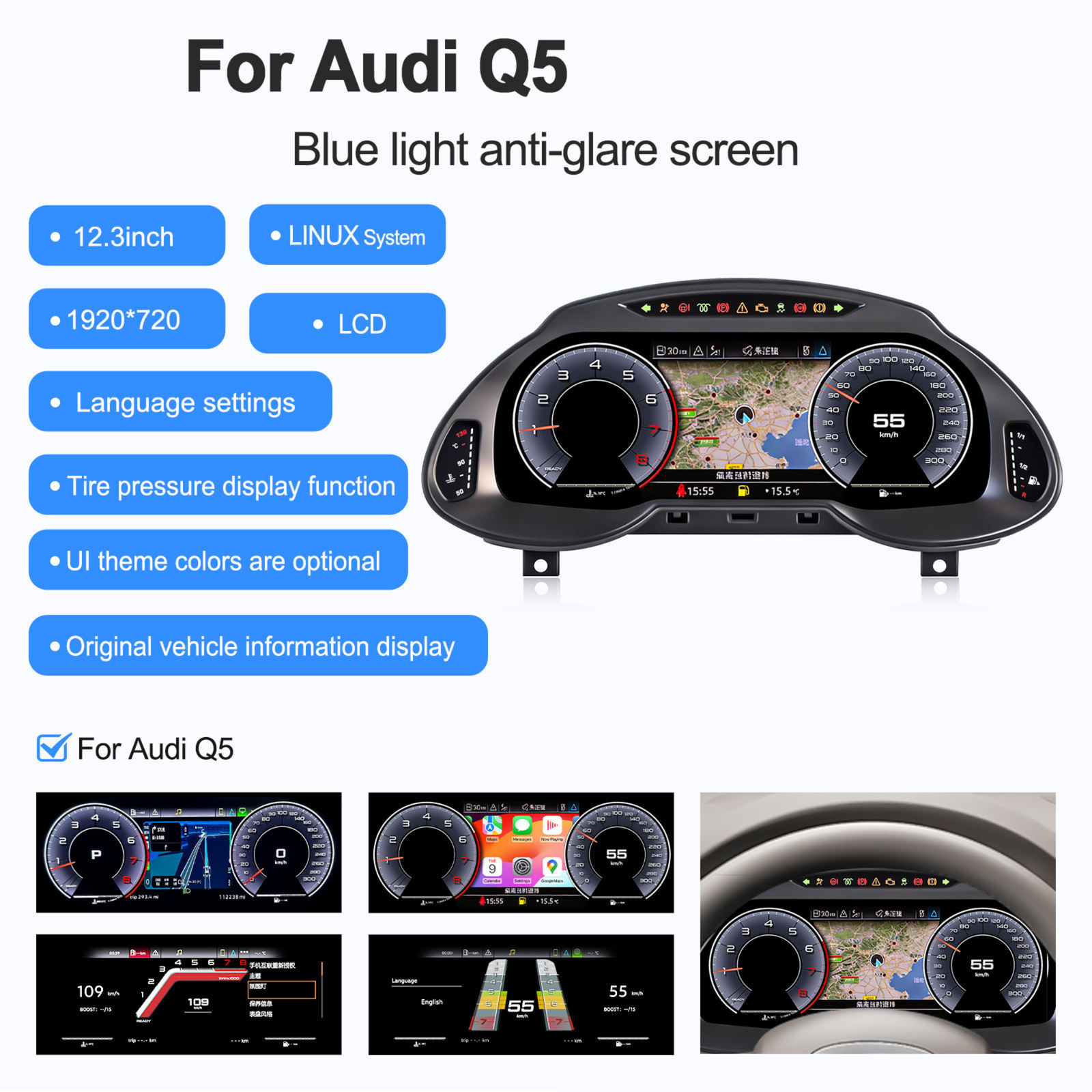 Für BMW | 3 4 Serie | 2012-2020 | F30 F31 F32 F34 F35 F36 F80 F82 | 12,3-Zoll-LCD-Digital-Cluster | Instrumenten-Cockpit-Tachometer | Armaturenbrett-Display 