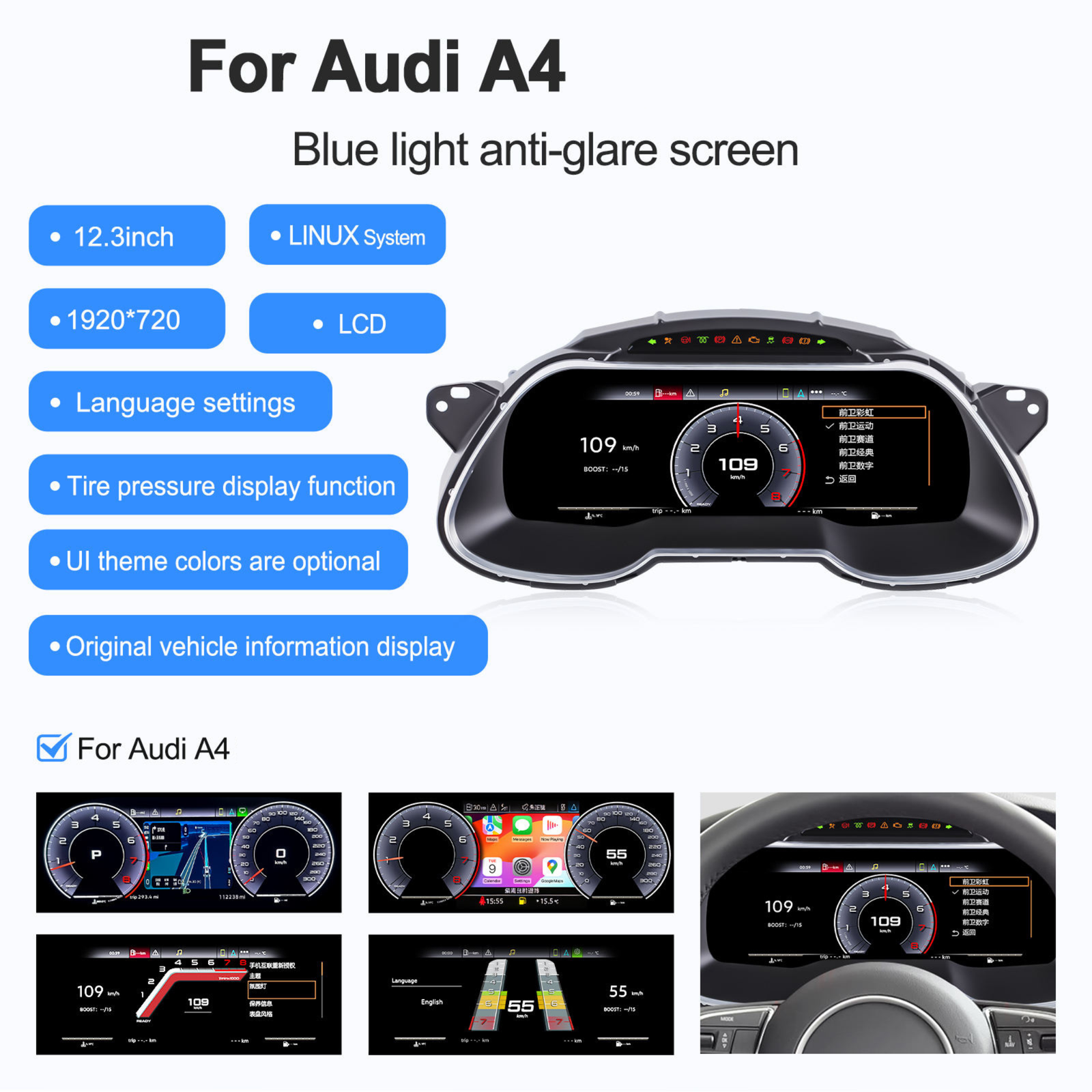 Für BMW | 3 4 Serie | 2012-2020 | F30 F31 F32 F34 F35 F36 F80 F82 | 12,3-Zoll-LCD-Digital-Cluster | Instrumenten-Cockpit-Tachometer | Armaturenbrett-Display 