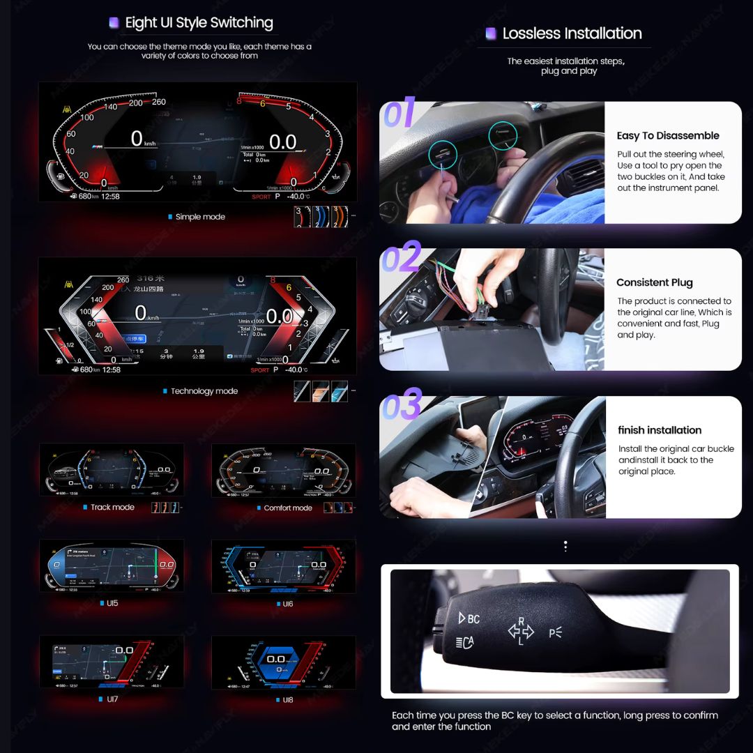 BMW 3 Series E90 / E91 / E92 11″ Digital Instrument Cluster – LCD Dashboard with CarPlay