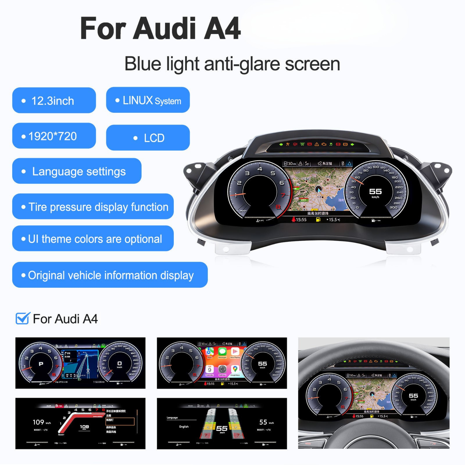 Für BMW | 3 4 Serie | 2012-2020 | F30 F31 F32 F34 F35 F36 F80 F82 | 12,3-Zoll-LCD-Digital-Cluster | Instrumenten-Cockpit-Tachometer | Armaturenbrett-Display 