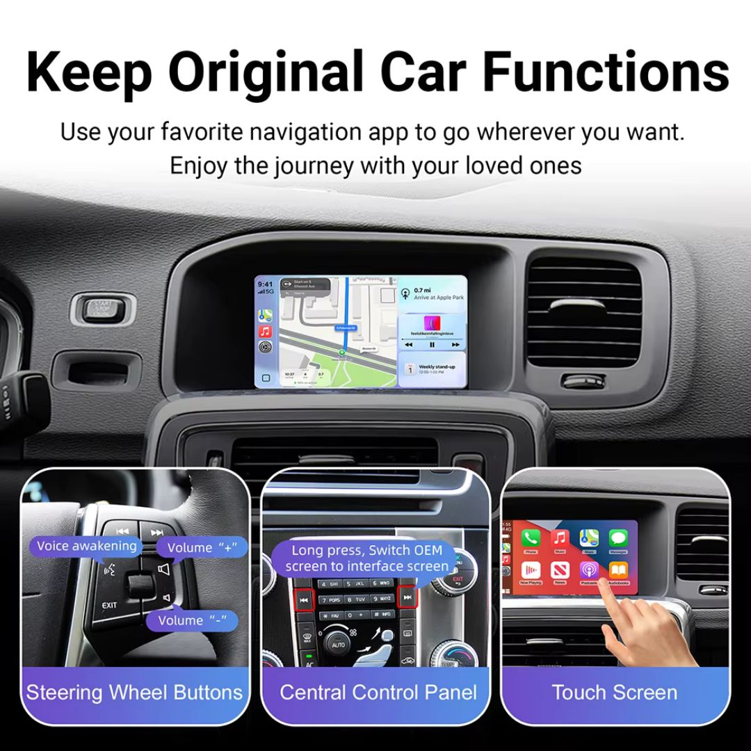 For Volvo Wireless Apple CarPlay Retrofit 2015-2020 Android Auto 7inch Original Screen