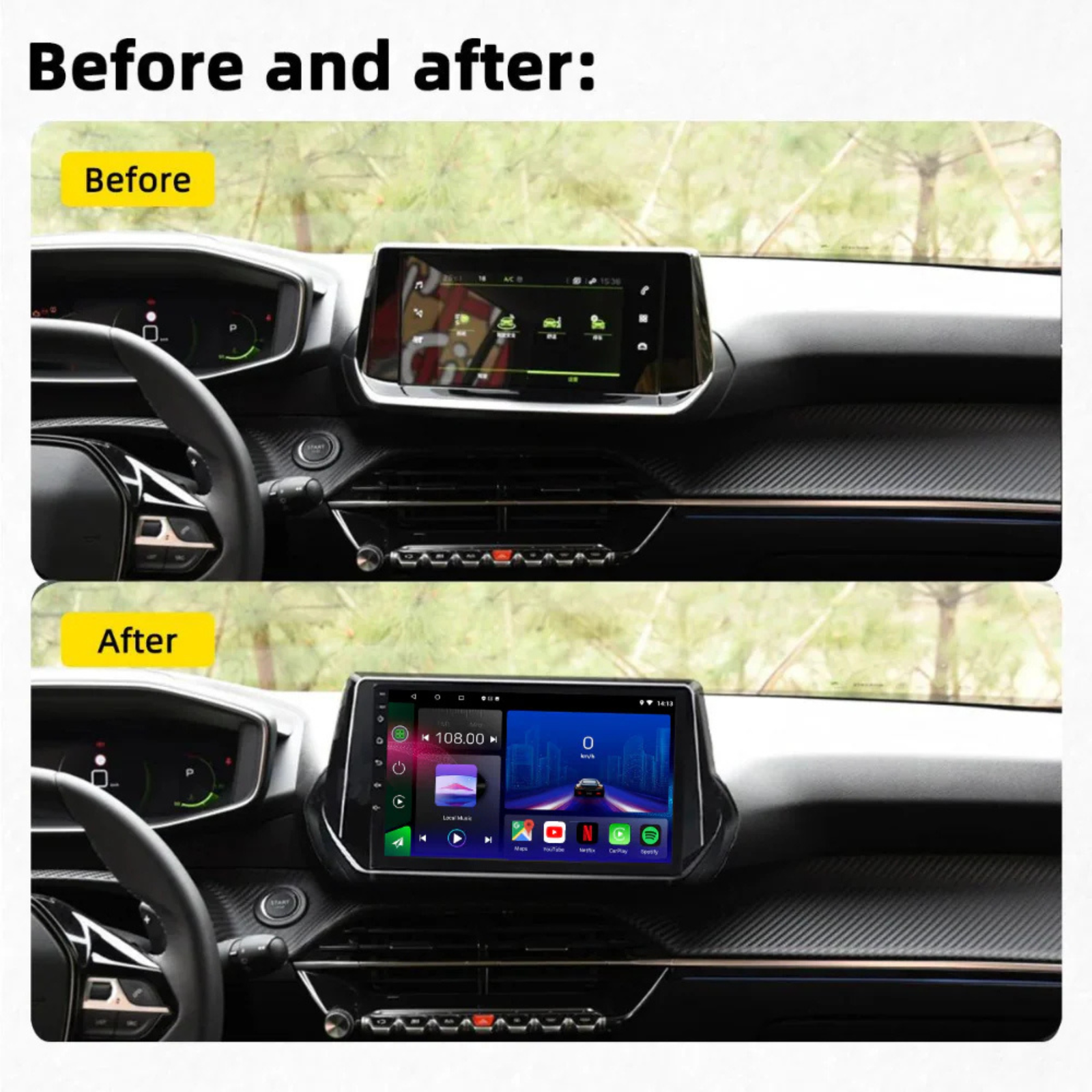 Peugeot 208 & 2008 2019-2026 Android 14 Car Stereo Head Unit CarPlay Android Auto - Pluscenter