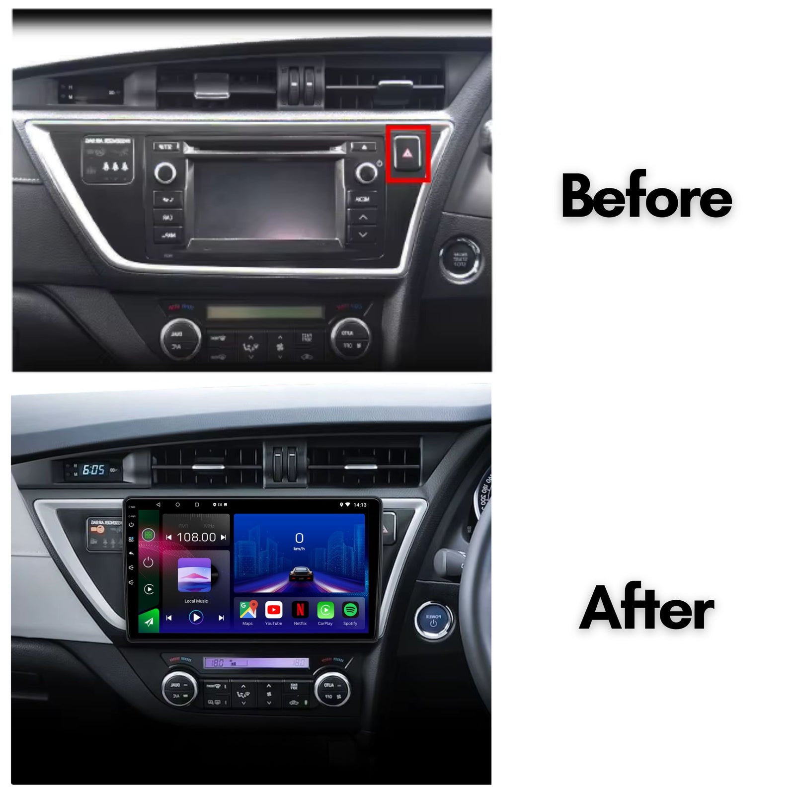 Toyota | Corolla 13-16 | Auris 12-16 | Android 14 | Car Stereo | Head Unit | RHD