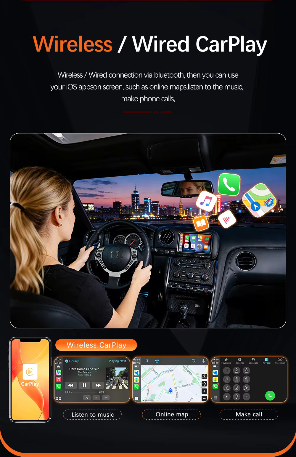 For Nissan GT-R Wireless Apple CarPlay Retrofit Android Auto 2009-2016 - Pluscenter