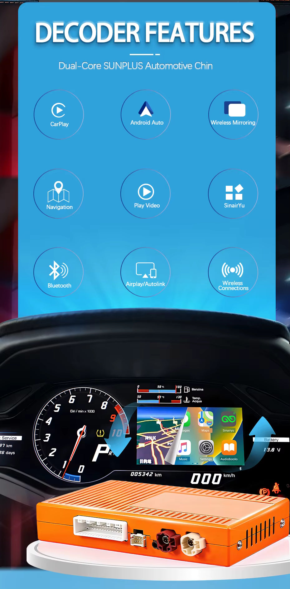 For Lamborghini Wireless Apple CarPlay Retrofit Android Auto Aventador Huracan - Pluscenter