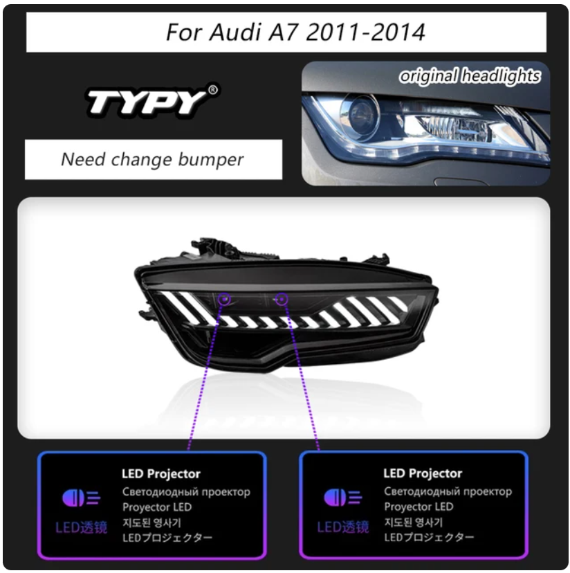 Audi | A7 S7 RS7 | 2011-2018 | Car Headlights LED Rear Tail Lights Sequential Turn Signal | Upgrade - Pluscenter