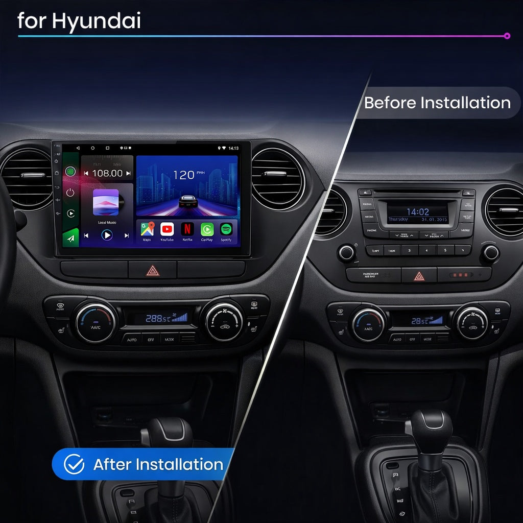 Hyundai i10 2013-2019 Android 14 Car Stereo Head Unit CarPlay Android Auto - Pluscenter