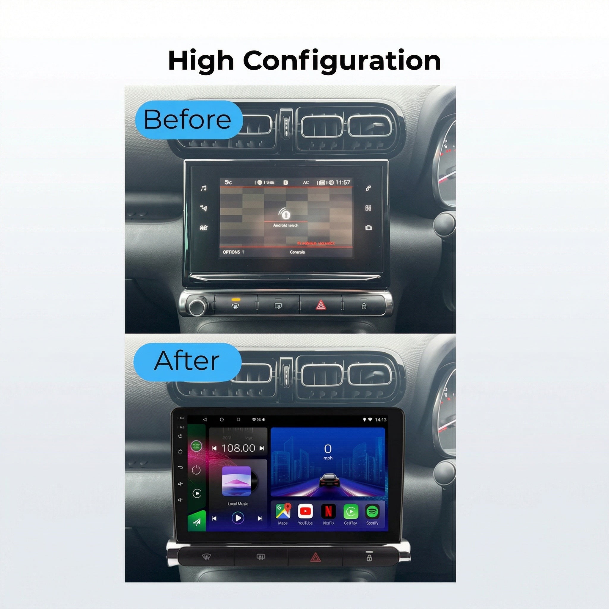 Citroen C3 & C3 Aircross  2017-2023 Android 14 Car Stereo Head Unit CarPlay Android Auto - Pluscenter
