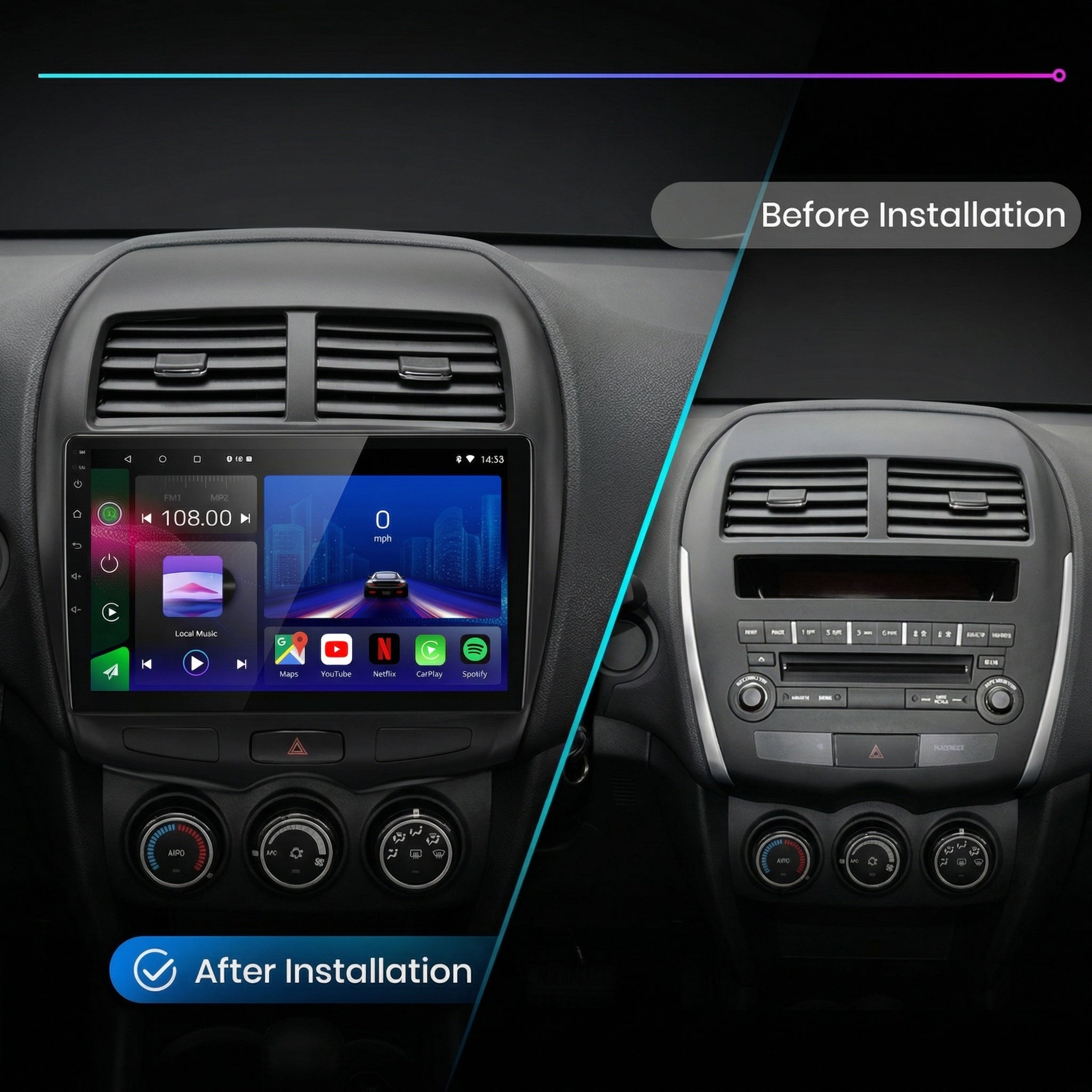 Citroen C4 AirCross Peugeot 4008 Mitsubishi ASX 2010-2018 Android 14 Car Stereo Head Unit CarPlay Android Auto - Pluscenter