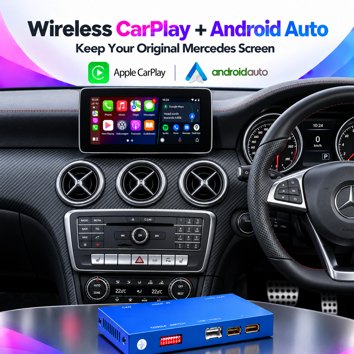For Mercedes Wireless Apple CarPlay Retrofit Android Auto Box NTG 3.0 3.5 4.0 4.5 5.0 5.5 6.0 - Pluscenter