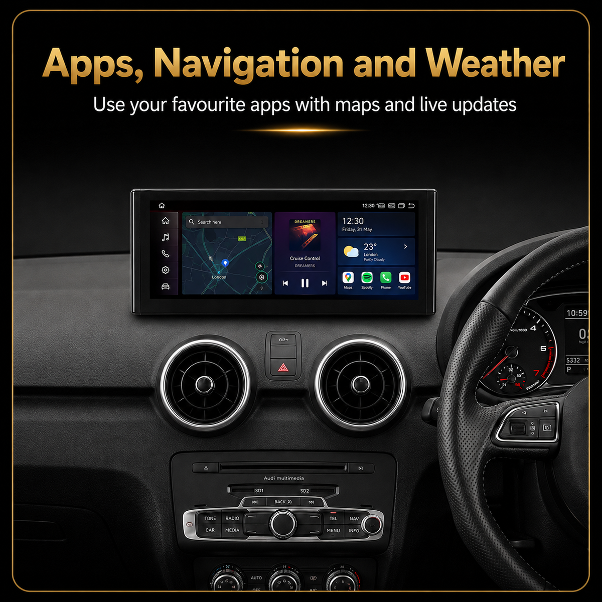 Audi A1 / S1 (2010–2018) Android 15 Autoradio – Kabelloses Apple CarPlay & Android Auto Headunit