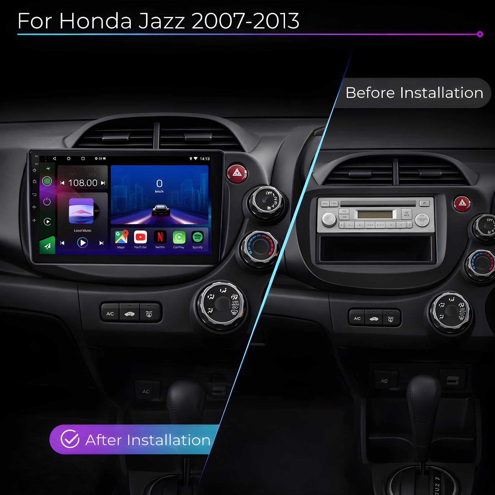 Honda Jazz 2007-2013 Android 14 Car Stereo Head Unit CarPlay Android Auto - Pluscenter