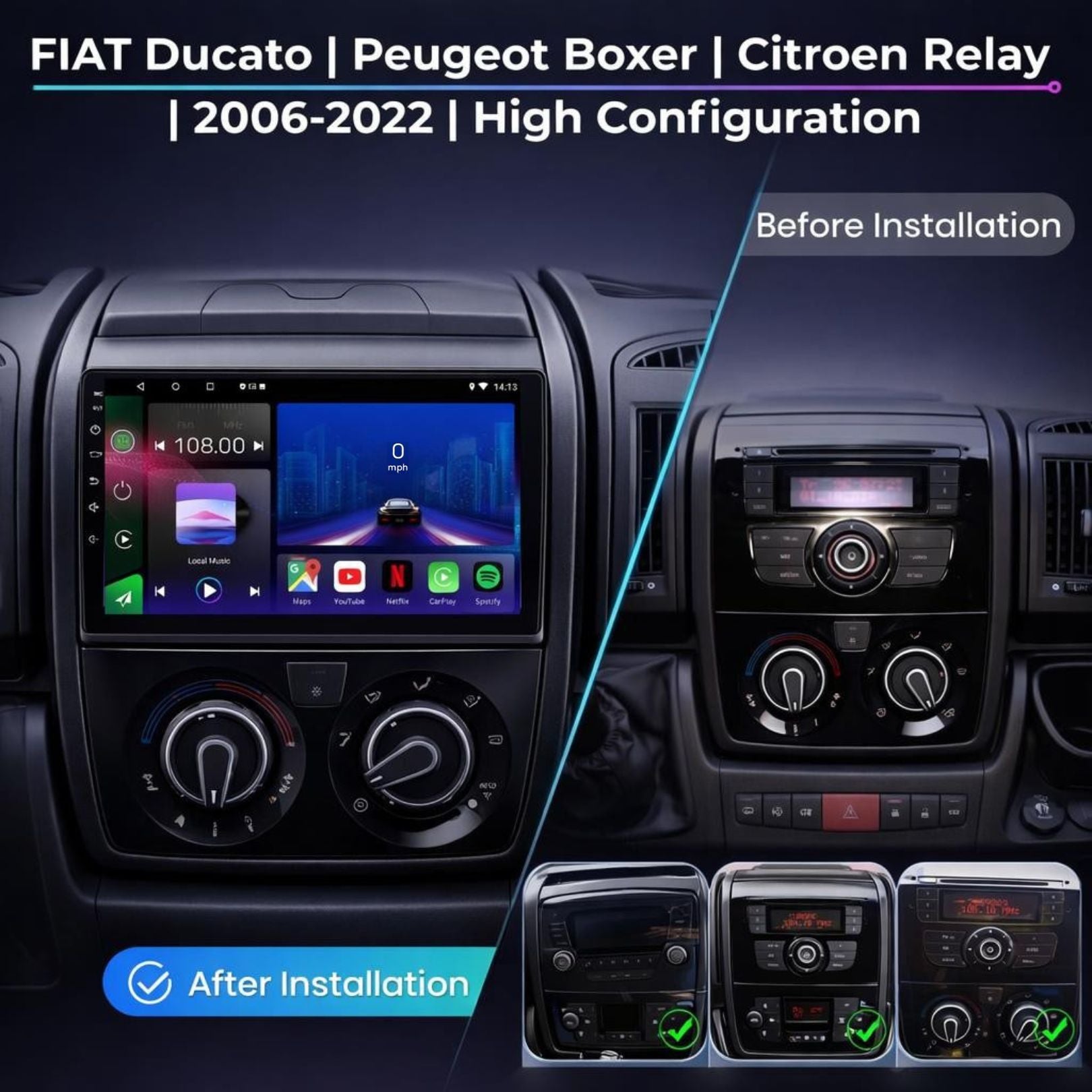 FIAT Ducato | Peugeot Boxer | Citroen Relay | 2006-2022 | Android 14 | Car Stereo Head Unit - Pluscenter