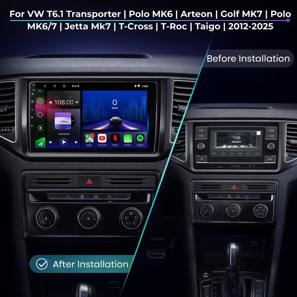 Volkswagen | 2012-2025 | T6.1 Transporter | Polo MK6 | Arteon | Golf MK7 | Polo  MK6/7 | T-Cross | T-Roc | Taigo | Android 14 | Car Stereo | Head Unit - Pluscenter