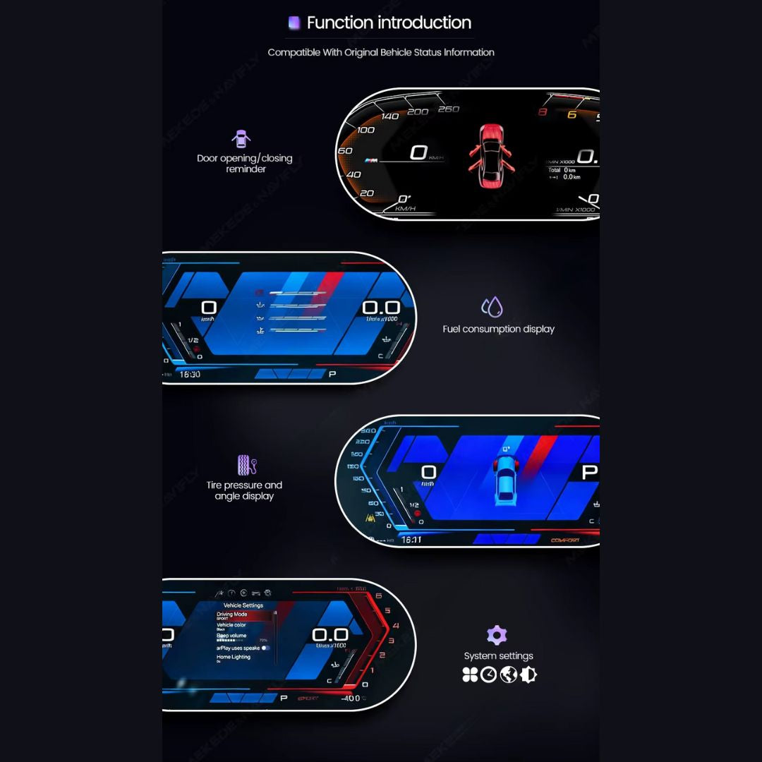 BMW 3 & 4 Series F30–F82 12.3″ Digital Instrument Cluster – LCD Dashboard with CarPlay - Pluscenter